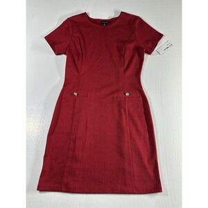 En Focus Studio Women's Red Short Sleeve Sheath Dress Textured SZ 12